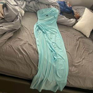 Tiffany Blue slit bandeu dress